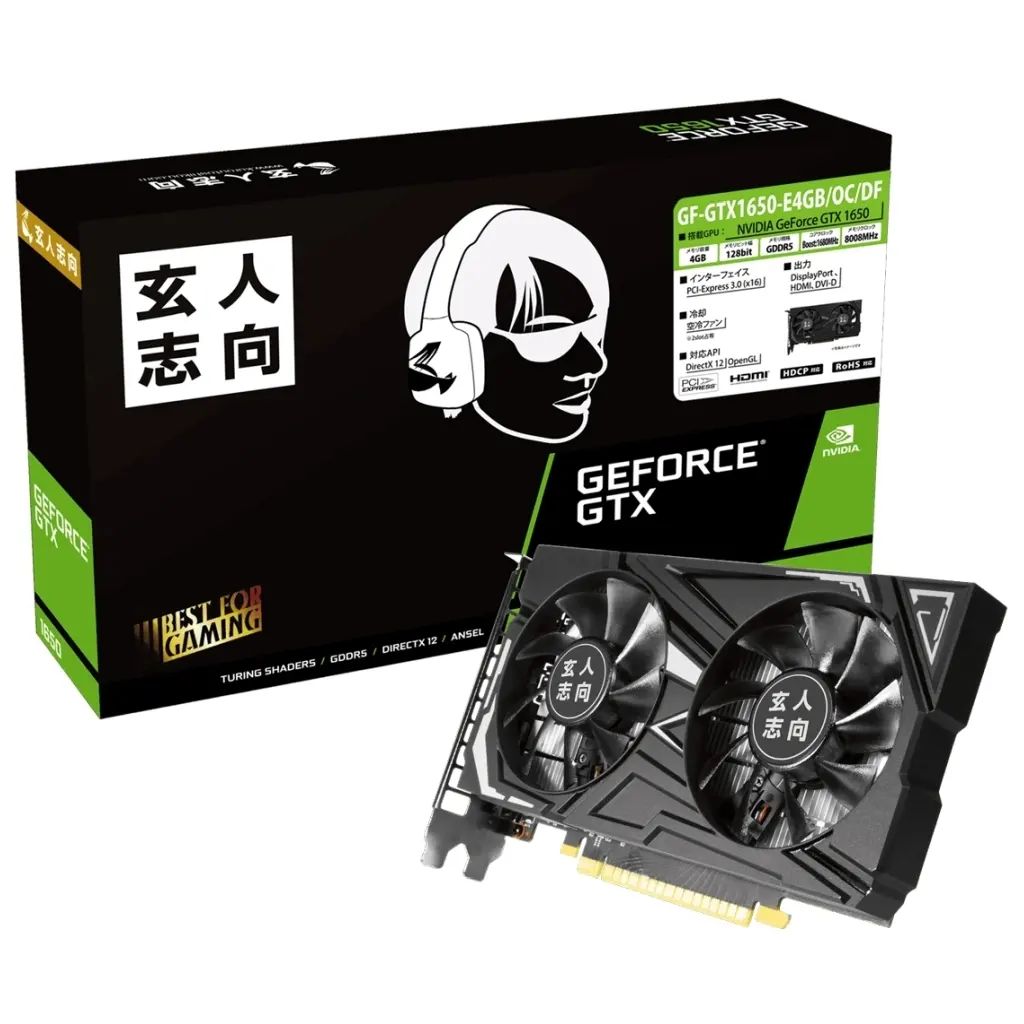 【中古ジャンク】玄人志向 NVIDIA GeForce GTX1650 グラボ ジャンク品】玄人志向 NVIDIA GeForce GTX 1650 GF-GTX1650-E4GB/OC/DF
