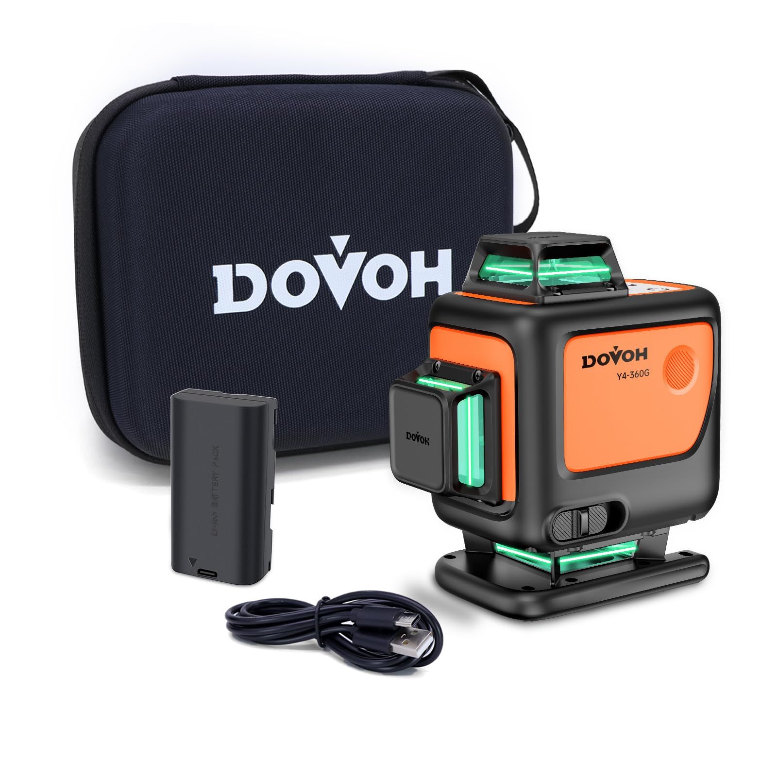 DOVOH グリーンレーザー墨出し器 4x360° 16ライン レーザー水平器 4Dレーザーレベル 自動補正 Type-C充電可能 2本垂直ラインと2本水平 受光器対応 Y4-360G(沖縄・離島の方発送不可）) 75a28ca7
