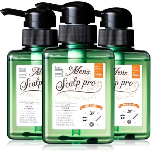 haru(ハル) メンズスカルプ・プロ 300ml（約3ヶ月分） 3個セット 男性用シャンプー 100%天然由来 シトラスミントの香りノンシリコン 頭皮 クレンジング 匂いケアY b6fd0b5a