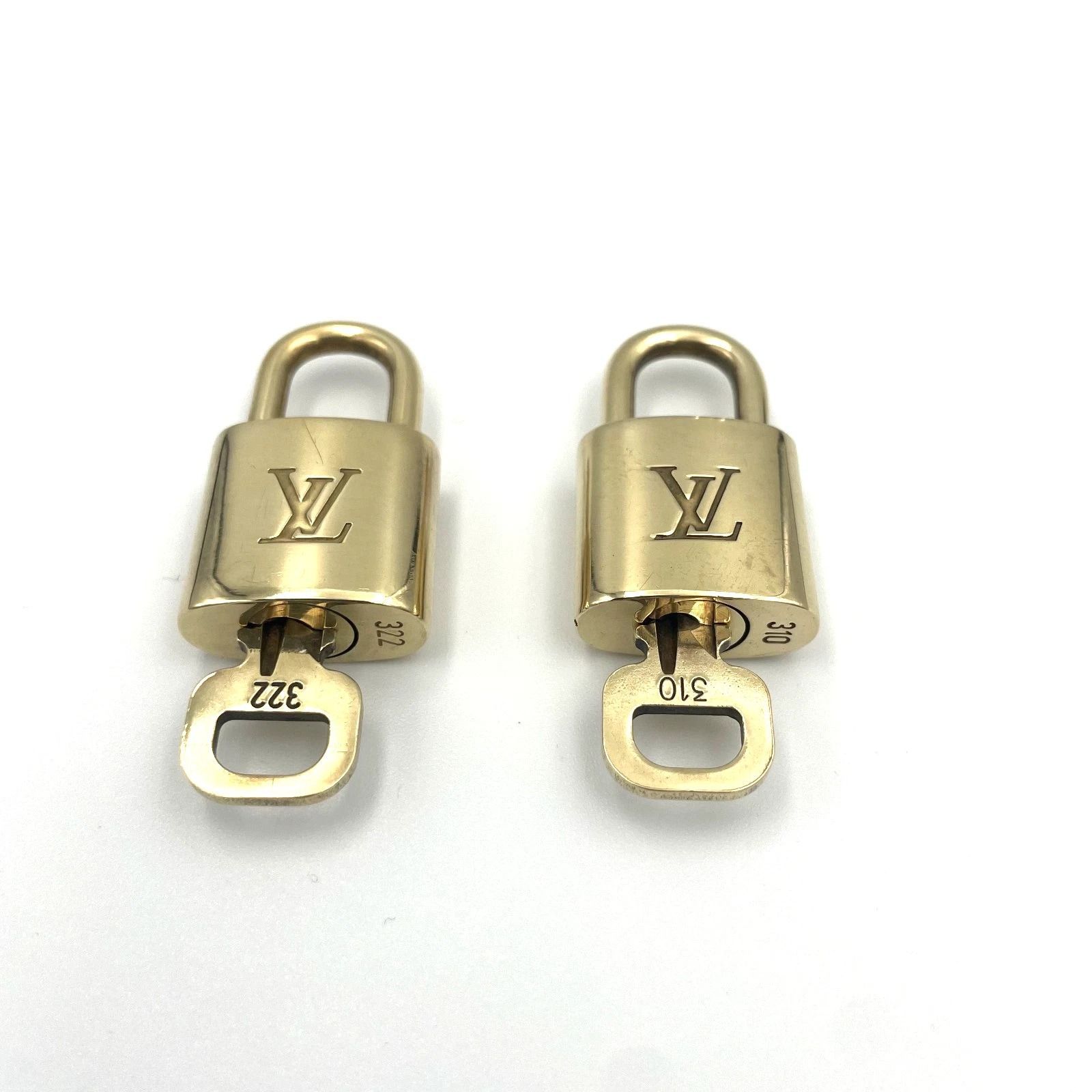 【本物】ルイ ヴィトン パドロック キー 2組 セット Padlock Key Lot R10000 LOUIS VUITTON ゴールド まとめ売り 南京錠