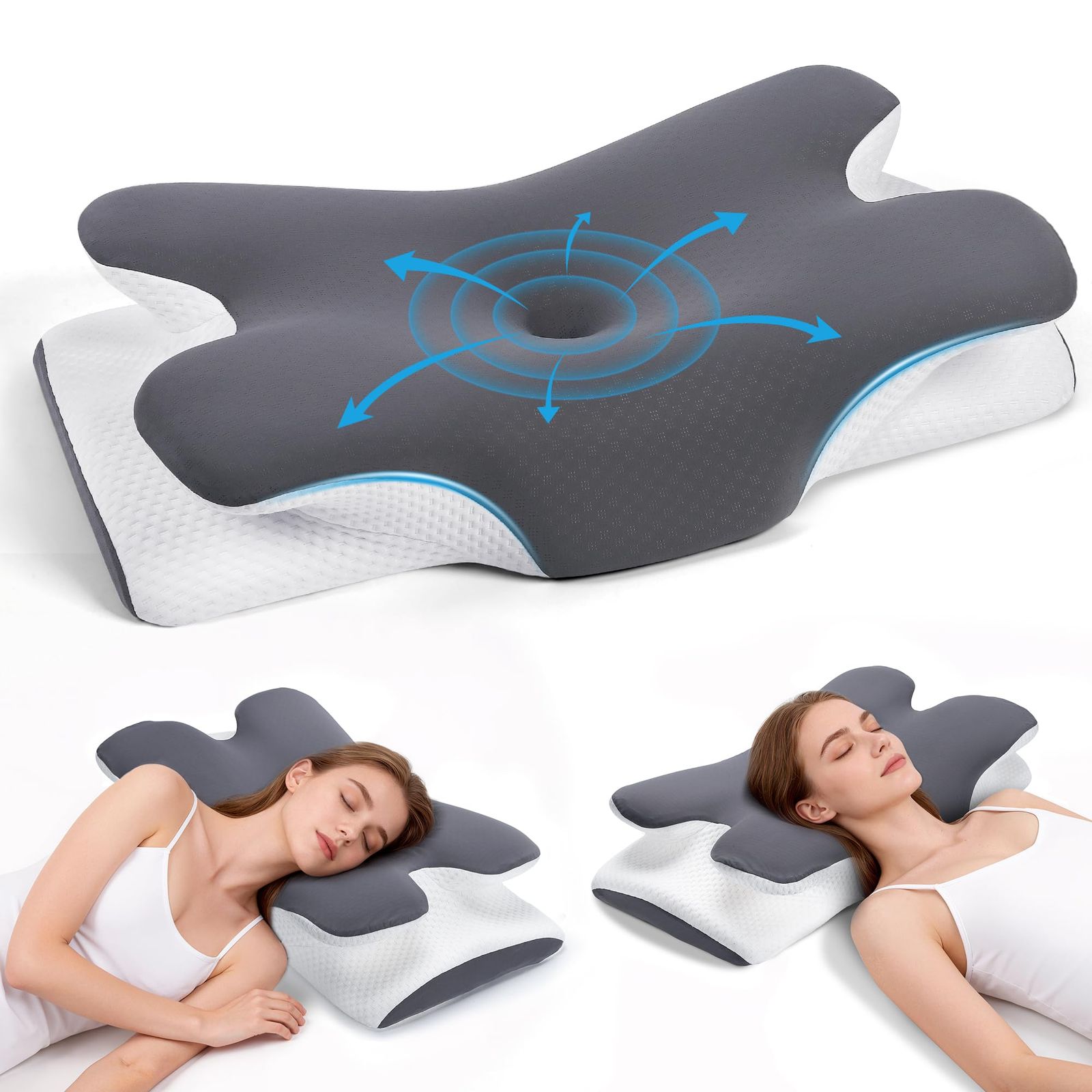 【TKランキング入り同款商品】Homsee 枕 首が痛くならない 人体工学デザイン 睡眠 まくら 低反発枕 よく 眠れる 安眠枕 高 横向き寝 快眠枕 pillow 立体構造 通気性 カバー洗濯可 母の日 父の日 プレゼントに ?ホワイト送料無料