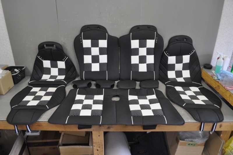 シートカバー 1台分セット チェッカー (MF16) MINI ミニクーパー R56 右H 前期 s024175F