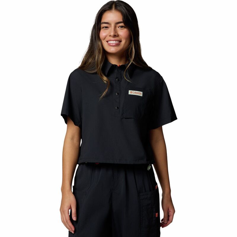 コロンビア レディース トップス Tシャツ クロップド Columbia Cove Beach Woven Cropped Shirt Womens Black ブラック