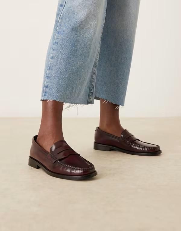 マンゴ レディース シューズ スリッポン・ローファー レザー ローファー Mango leather loafers in cherry Cherry Red レッド