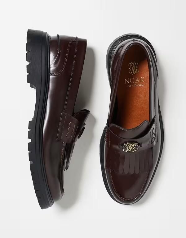 ノーク メンズ シューズ スリッポン・ローファー レザー フリンジ Noak made in Portugal fringe loafers leather with gold hardware BROWN ブラウン