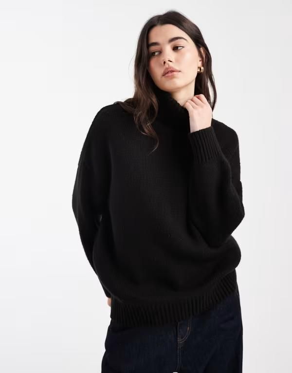 ミスセルフフリッジ レディース アウター ニット・セーター Misselfridge roll neck split hem sweater Black ブラック