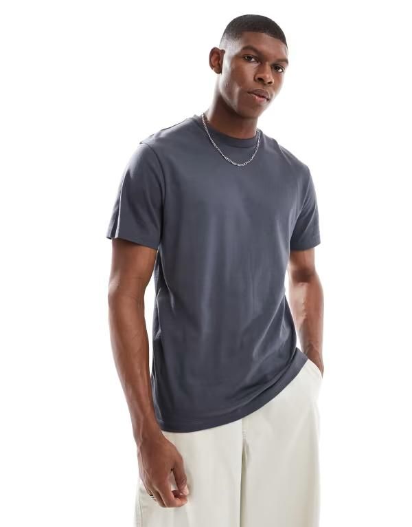 エイソス メンズ トップス Tシャツ クルーネック ASOS DESIGN essentials Tshirt with crew neck in charcoal Asphalt チャコール