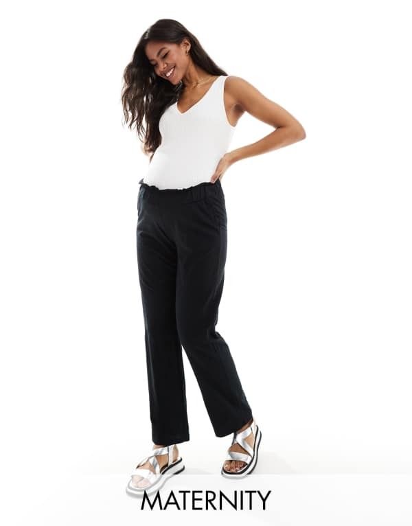 ママライシアス レディース ボトムス カジュアルパンツ ワイドレッグ パンツ マタニティ Mamalicious Mamalicious Maternity under the bump lightweight summer wide leg pants Bl