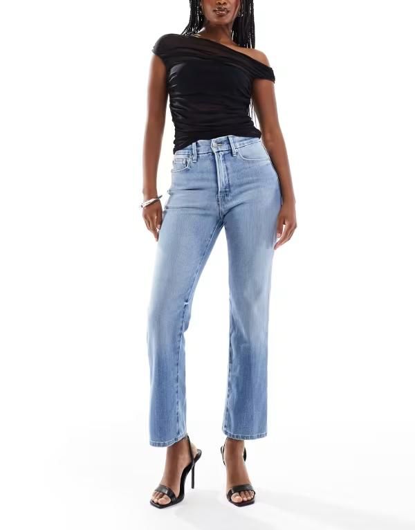 グッドアメリカン レディース ボトムス デニムパンツ ジーンズ Good American soft tech good legs straight jeans in mid Indigo 1012 インディゴ