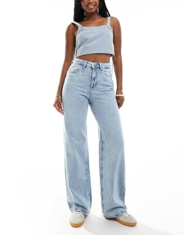 ヴェロモーダ レディース ボトムス デニムパンツ ワイドレッグ ジーンズ Vero Moda high rise wide leg jeans in light blue wash Light Blue Denim デニム
