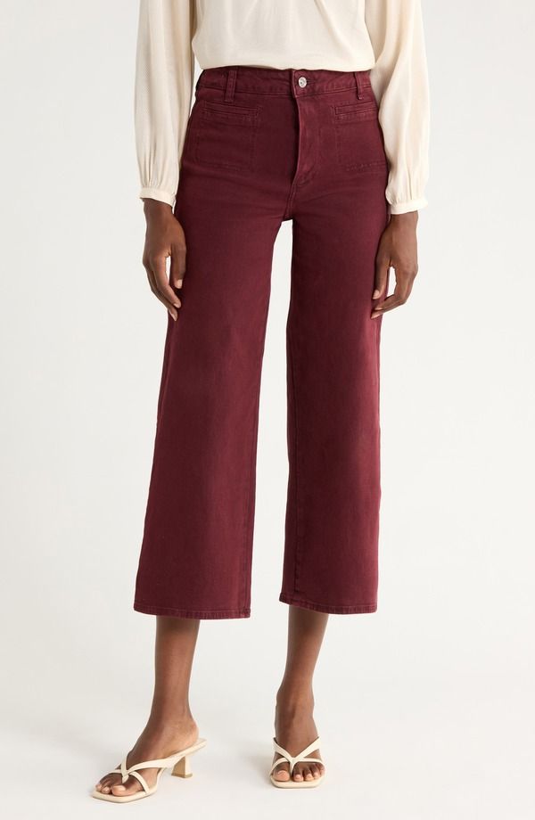 ペイジ レディース ボトムス デニムパンツ ワイドレッグ ハイウエスト ジーンズ PAIGE Anessa High Waistitch Patch Pocket Wide Leg Jeans Vintage Dark Oxblood オックスブラッド