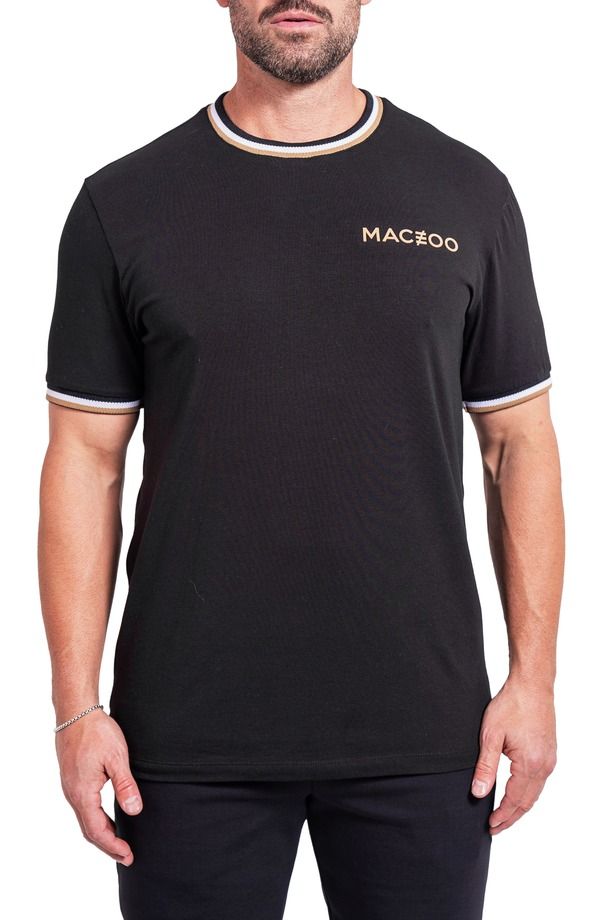 マセオ メンズ トップス Tシャツ ロゴ グラフィック Maceoo Elegantcrew Black Tipped Logo Graphic TShirt Black ブラック
