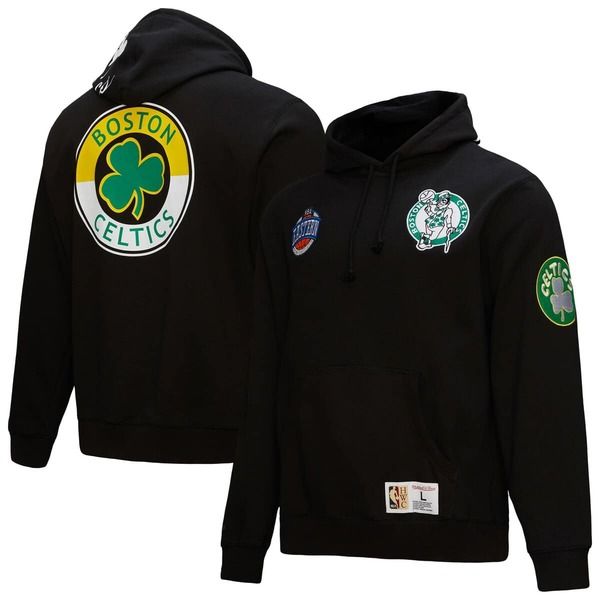 ミッチェルネス メンズ アウター パーカー・スウェット Mens Mitchell Ness Black Boston Celtics Hardwood Classics Blackout Collection Pullover Hoodie Black ブラ