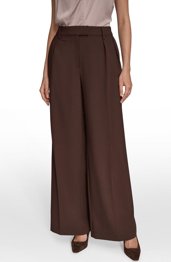 ダナ キャラン ニューヨーク レディース ボトムス レギンス ワイドレッグ パンツ Donna Karanew York Wide Leg Pants Chocolate チョコレート