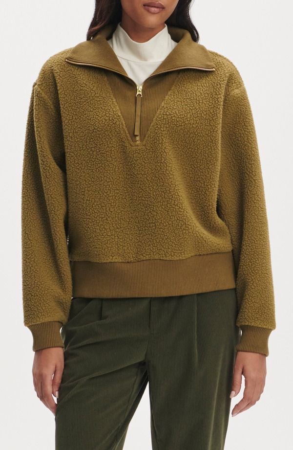 バーレイ レディース アウター パーカー・スウェット フリース Varley Jaylin High Pile Fleece HalfZipullover Olive Leaf オリーブ