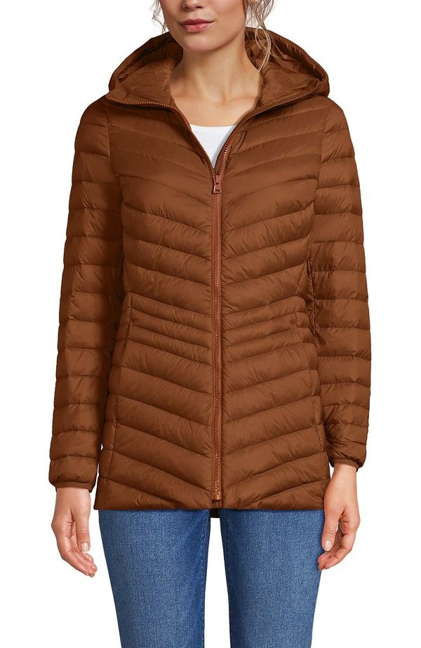ランズエンド レディース アウター ジャケット・ブルゾン ダウン Lands End Ultralight Packable Down Jacket Rich Ginger Brown ブラウン