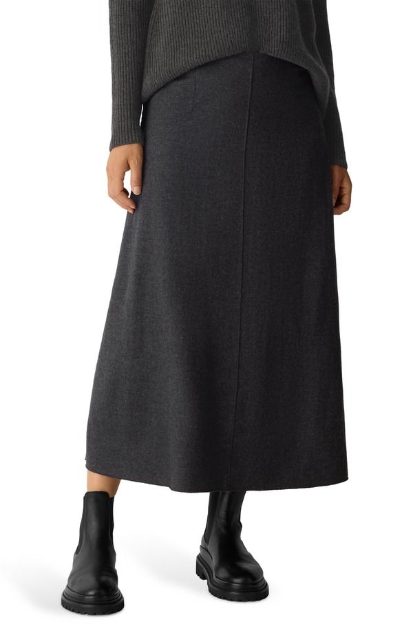 エイリーンフィッシャー レディース ボトムスカート A ライン ミディ ウール ジャージー Eileen Fisher Virgin Wool Jersey ALine Midi Skirt Charcoal チャコール