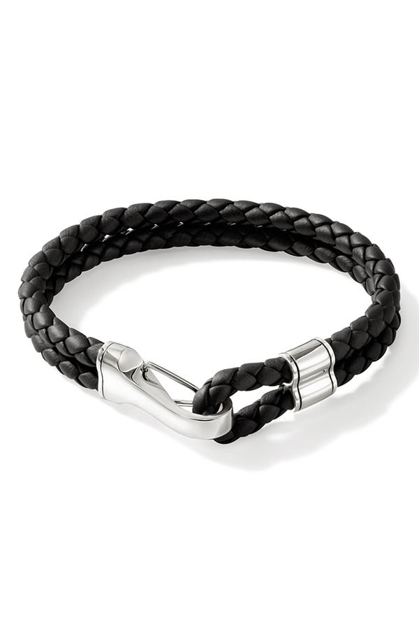 ジョン・ハーディー メンズ アクセサリー ブレスレット・バングル・アンクレット レザー John Hardy Braided Leather Bracelet Silver Black ブラック 104,390円