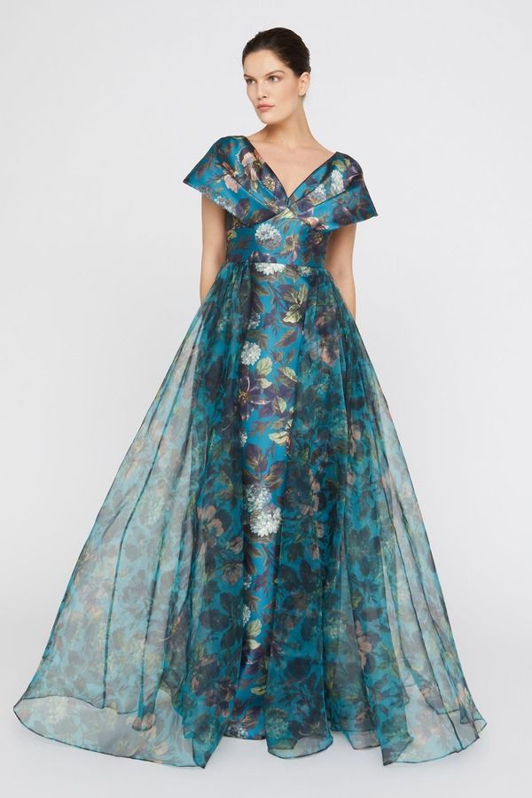セイア レディース トップス ワンピース Vネック ドレープ Theiazaria Draped V Neck Gown Gilded Hydrangea