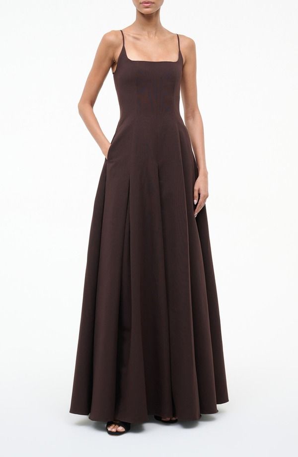 スタウド レディース トップス ワンピース マキシ STAUD Joy Fit Flare Maxi Dress Earth