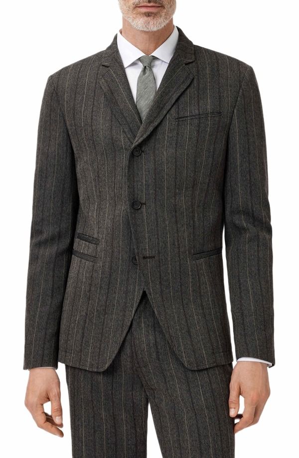 ジョンバルベイトス メンズ アウター ジャケット・ブルゾン ウール ブレザー John Varvatosilo Stripe Wool Blazer Dark Brown ブラウン 202,900円