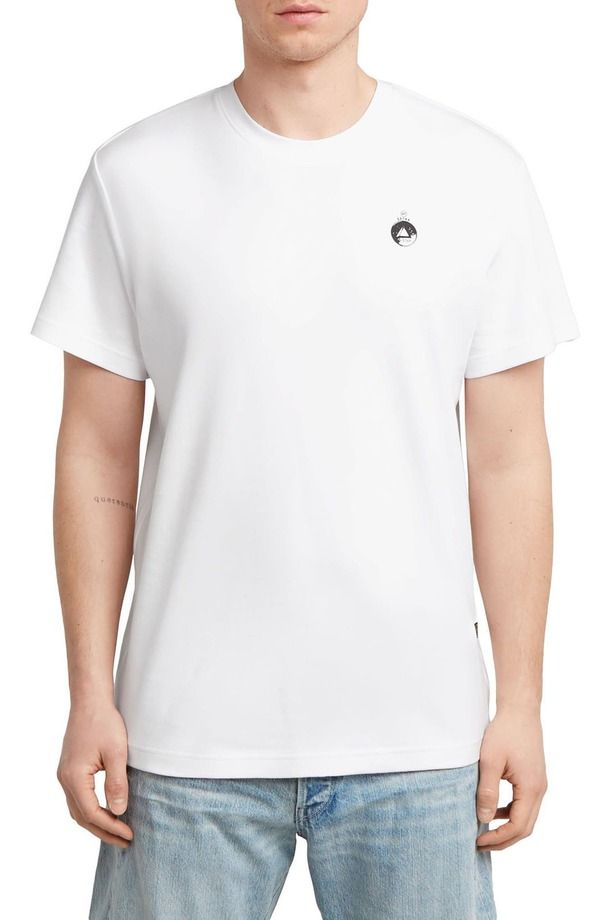 ジースター メンズ トップス Tシャツ コットン グラフィック GSTAR Trims Back Organicotton Graphic TShirt White ホワイト