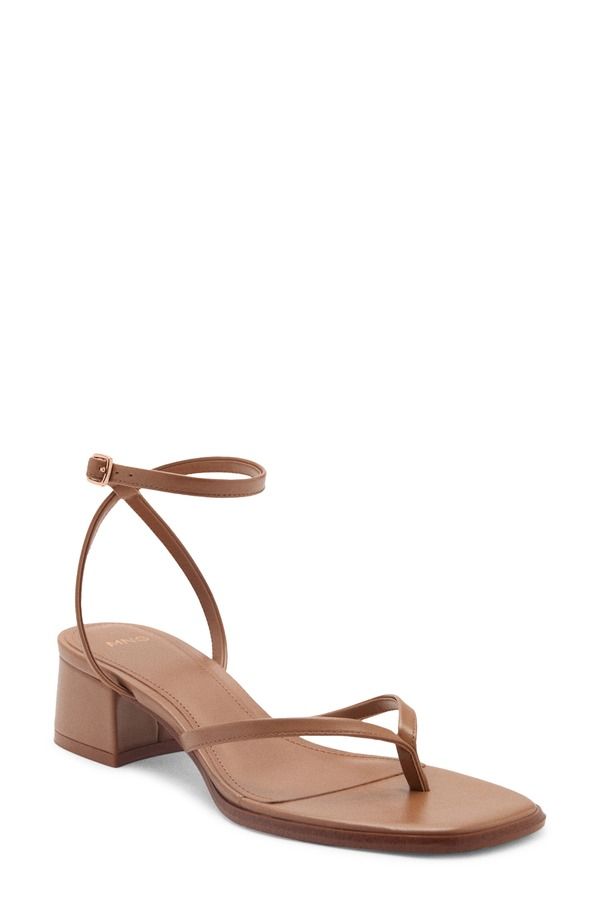 マンゴ レディース シューズ ヒール サンダル アンクル MANGO Ankle Strap Sandal Caramel