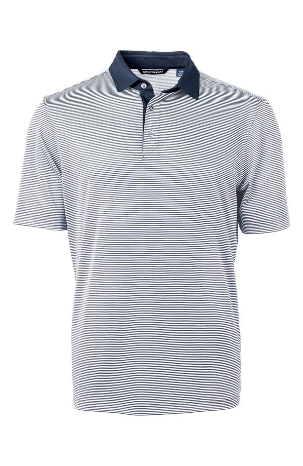 カッターアンドバック メンズ トップス ポロシャツ Cutter Buck Virtue Micro Stripe Polo Navy Blue White ホワイト