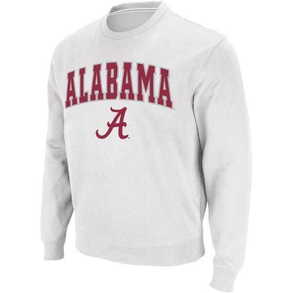 コロシアム メンズ アウター パーカー・スウェット クルーネック シャツ ロゴ Mens Colosseum White Alabama Crimson Tide Arch Logo Crew Neck Sweatshirt White ホワイト