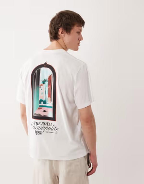 ジャック アンド ジョーンズ メンズ トップス Tシャツ プリント Jack Jonescenic window back print Bright White ホワイト