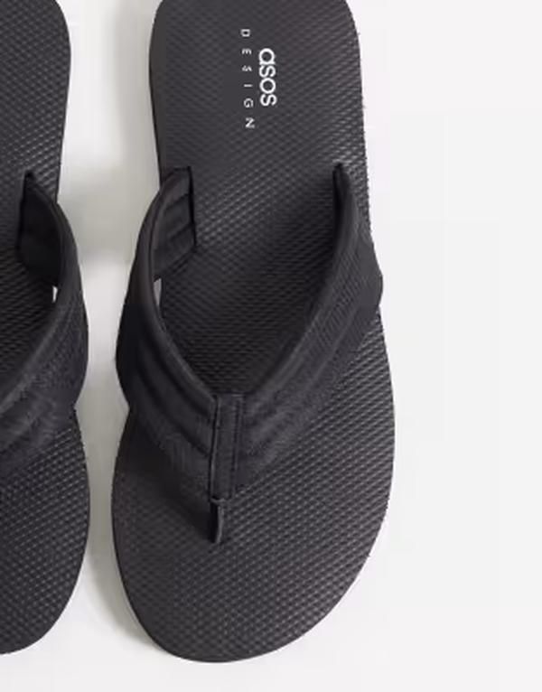 エイソス メンズ シューズ サンダル ASOS DESIGN flip flops with grosgrain strap Black ブラック