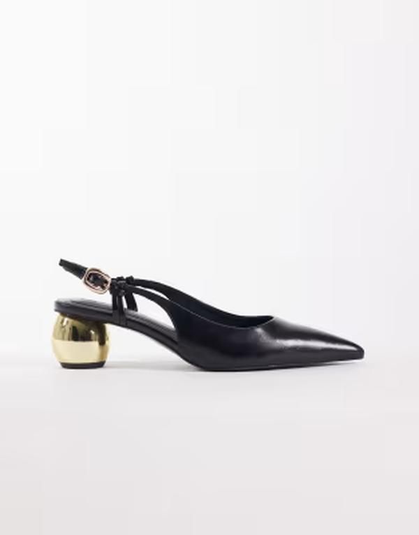 エイソス レディース シューズ ヒール ASOS DESIGN Starlight slingback ball heeled shoes Black ブラック