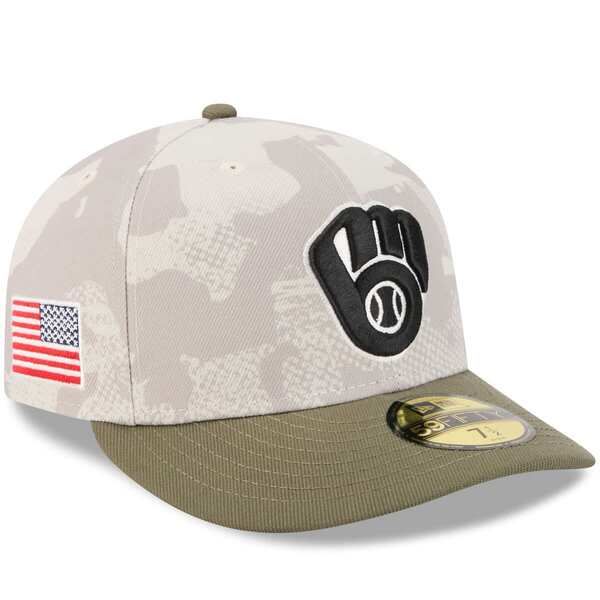 ニューエラ メンズ アクセサリー 帽子 Mens New Era Light BeigeOlive Milwaukee Brewers 2025 Armed Forces Day 59FIFTY Fitted Hat Light Beige ベージュ