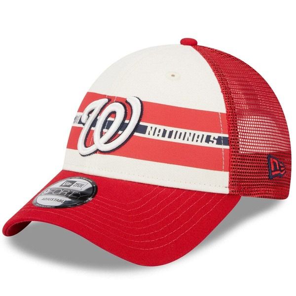 ニューエラ メンズ アクセサリー 帽子 Mens New Era WhiteRed Washingtonationals Team Stripe Trucker 9FORTY Snapback Hat White ホワイト