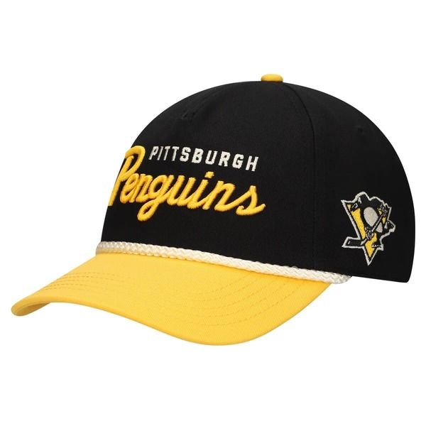 アメリカンニードル メンズ アクセサリー 帽子 Mens Americaneedle BlackGold Pittsburgh Penguins Roscoe Washed Twill Adjustable Hat Black ブラック