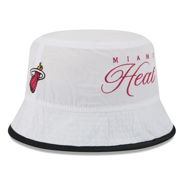 ニューエラ メンズ アクセサリー 帽子 ナイロン Mens New Era WhiteBlack Miami Heat 2025 NBA Draft Nylon Bucket Hat White ホワイト
