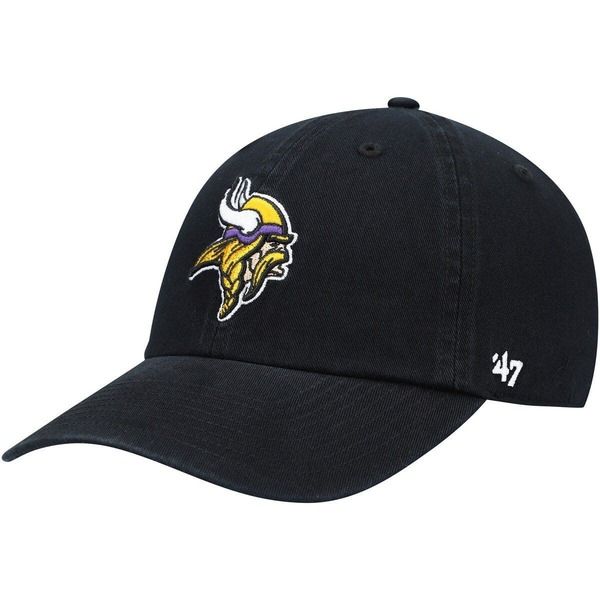 フォーティーセブン メンズ アクセサリー 帽子 Mens 47 Black Minnesota Vikingsecondary Clean Up Adjustable Hat Black ブラック