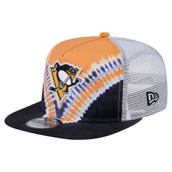 ニューエラ メンズ アクセサリー 帽子 MensNew Era BlackGold Pittsburgh Penguins Throwback VDye Adjustable Golfer Hat Black ブラック