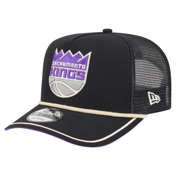 ニューエラ メンズ アクセサリー 帽子 ヴィンテージ Mens New Era Black Sacramento Kings Vintage Team Rope AFrame 9FIFTY Snapback Hat Black ブラック