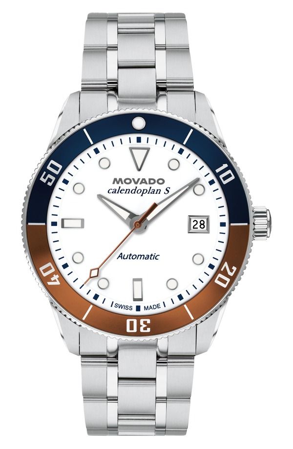 モバド メンズ アクセサリー 腕時計 Movado Heritage Calendoplan S Automatic Bracelet Strap Watch 40mm White ホワイト