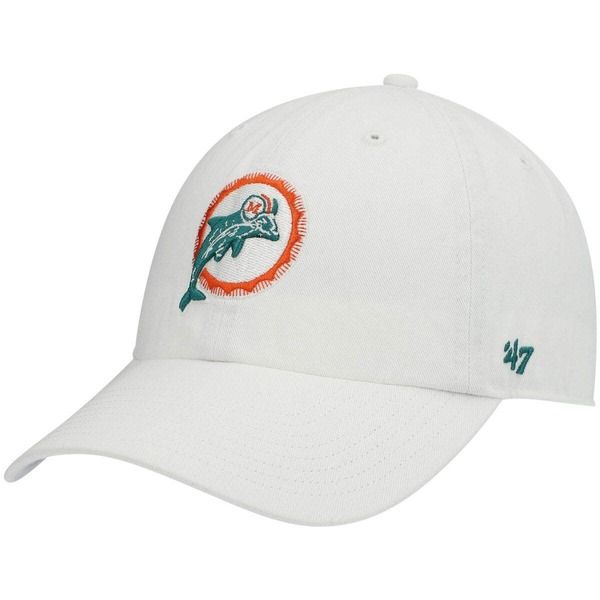 フォーティーセブン メンズ アクセサリー 帽子 Mens 47 White Miami Dolphins Clean Up Legacy Adjustable Hat White ホワイト