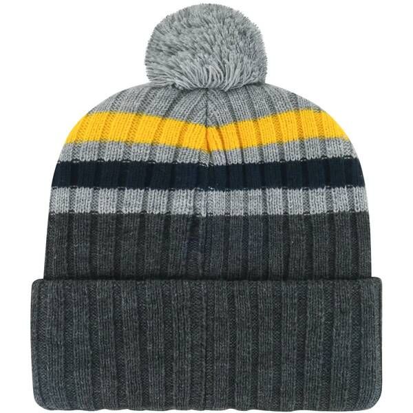 フォーティーセブン メンズ アクセサリー 帽子 ニット Mens 47 Charcoal West Virginia MountaineerstackStriped Cuffed Knit Hat with Pom Charcoal チャコール
