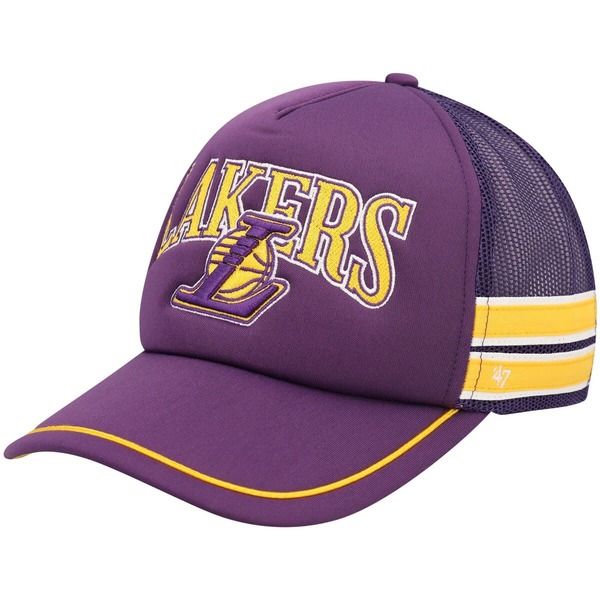 フォーティーセブン メンズ アクセサリー 帽子 Mens 47 Purple Los Angeles Lakersidebrand Stripes Trucker Adjustable Hat Purple パープル