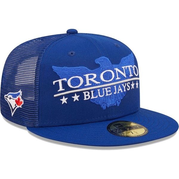 ニューエラ メンズ アクセサリー 帽子 Mens New Era Royal Toronto Blue Jays Patriotrucker 9FIFTY Snapback Hat Royal ブルー