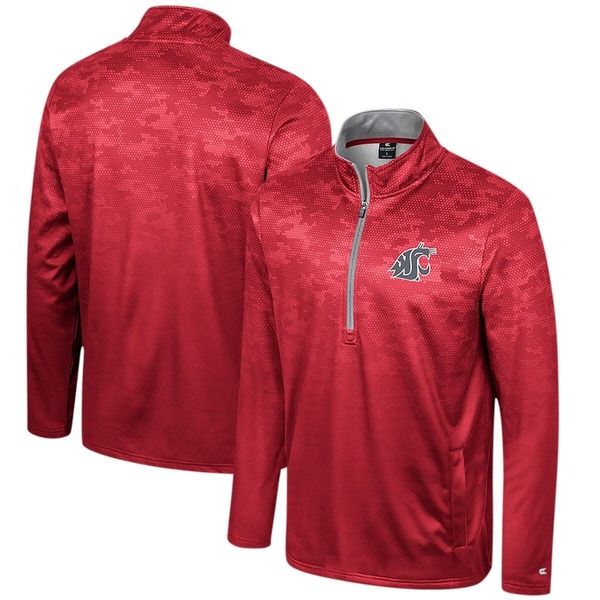 コロシアム メンズ アウター ジャケット・ブルゾン Mens Colosseum Crimson Washington State Cougars The Machine HalfZip Jacket Crimson クリムゾン