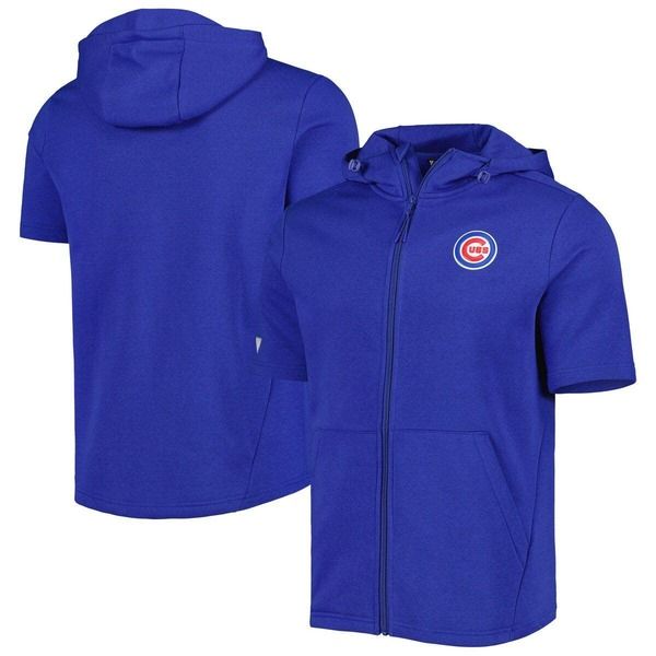レベルウェア メンズ アウター パーカー・スウェット Mens Levelwearoyal Chicago Cubs Recruit FullZip Short Sleeve Hoodie Royal