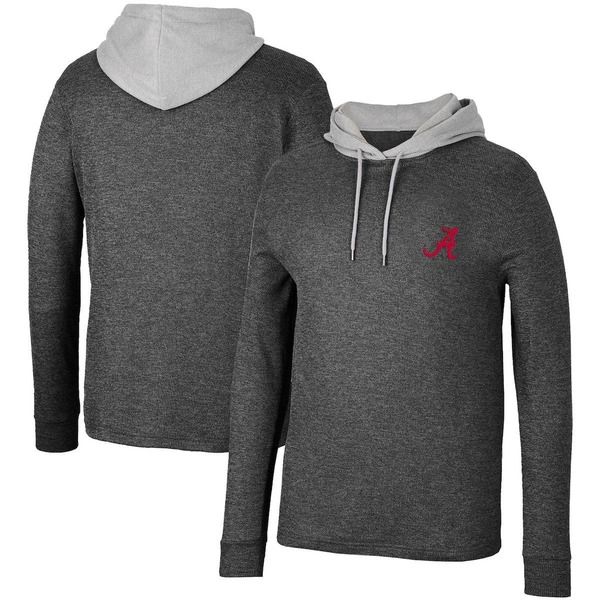 コロシアム メンズ トップス Tシャツ ニット パーカー Mens Colosseum Black Alabama Crimson Tide Ballot WaffleKnithermalong Sleeve Hoodie TShirt Black ブラック