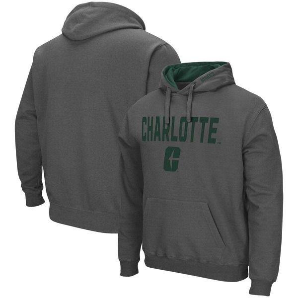 コロシアム メンズ アウター パーカー・スウェット ロゴ Mens Colosseum Charcoal Charlotte 49ers Arch and Logo Pullover Hoodie Charcoal チャコール