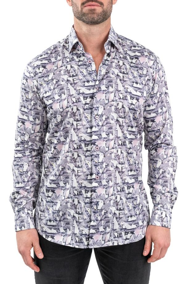 マセオ メンズ トップス シャツ Maceoo Fibonacci Birch White Contemporary Fit ButtonUp Shirt White ホワイト