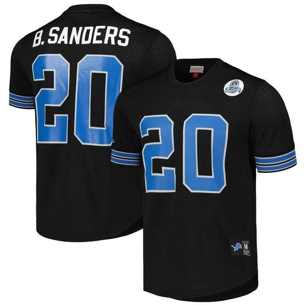ミッチェルネス メンズ トップス Tシャツ メッシュ Mens Mitchell Ness Barry Sanders Black Detroit Lions Retired Player Name Number Mesh Top Black ブラック
